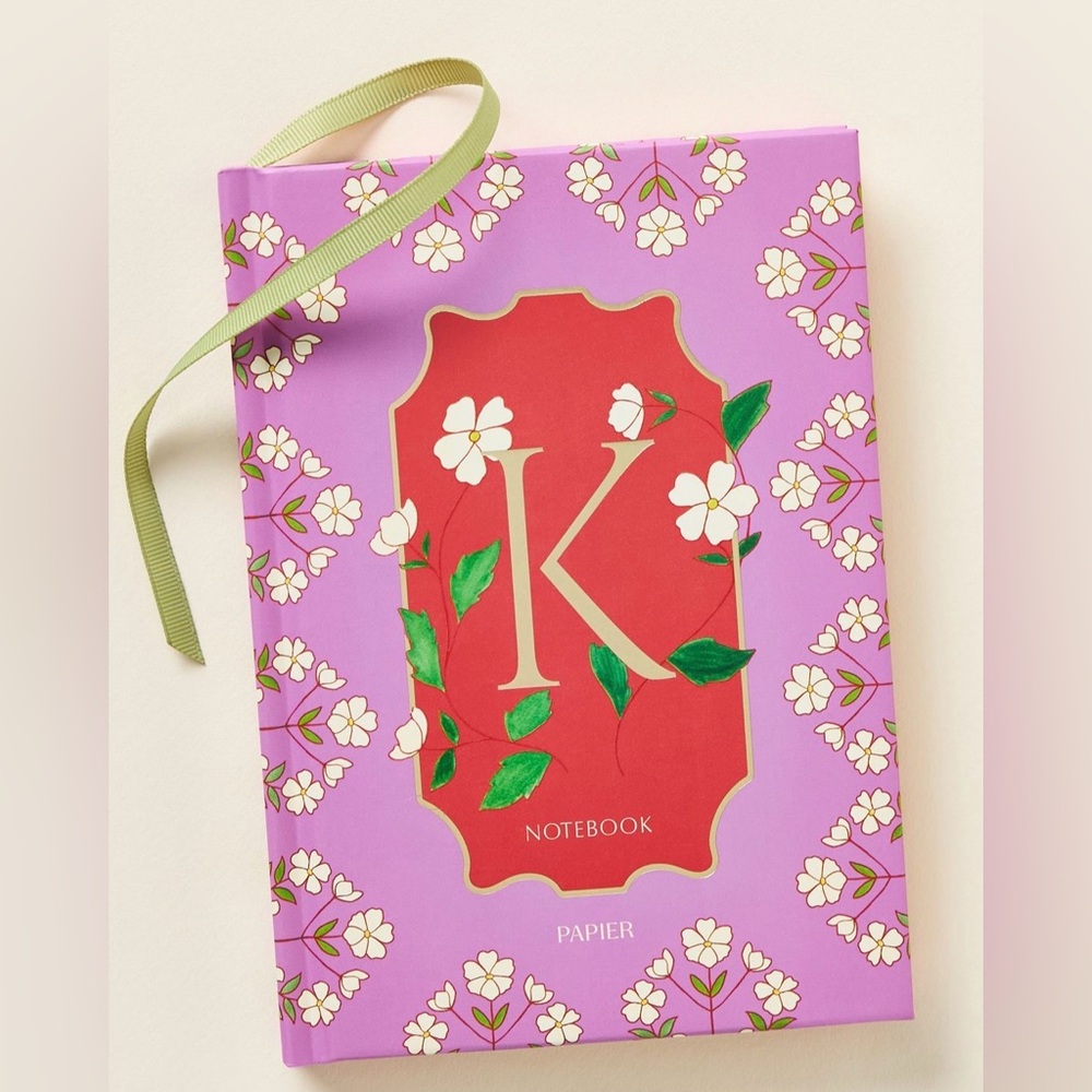 Anthropologie Papier Floral Monogram K Lined Notebook